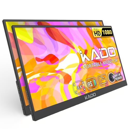 Kado 2-Pack Portable Monitor 15.6-Inch 1920x1080 USB-C HDMI IPS Display | 45W Reverse Charging, Gaming Monitor Built-in Speakers, Second Display Kickstand for Laptop PC Phone Mac Xbox PS4/PS5 Switch - style: 2-Pack Dual Set