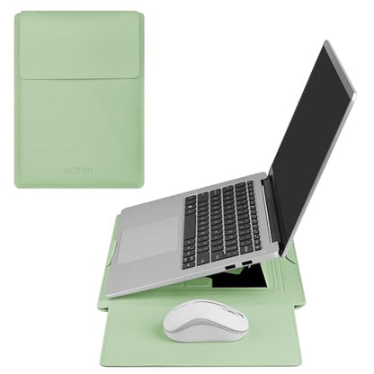 HoYiXi 15.6" Laptop Sleeve Case PU Leather with Stand Compatible with MacBook Pro 16/15.4'' MacBook Pro 15, Mac Air 15/ Dell, Matebook,Asus,15-16'' Laptop Bag,(Patent Pending),Green - color: Green, size: 15.6'' /15-16 Inch Laptop