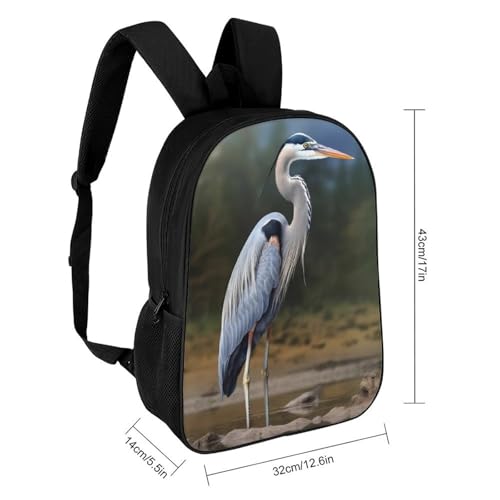 17 Inch Heron Laptop Backpack for Men Women Waterproof Lightweight Travel Backpack Commuter Bag Large Capacity Casual Daypack for Business Trip & Outdoor