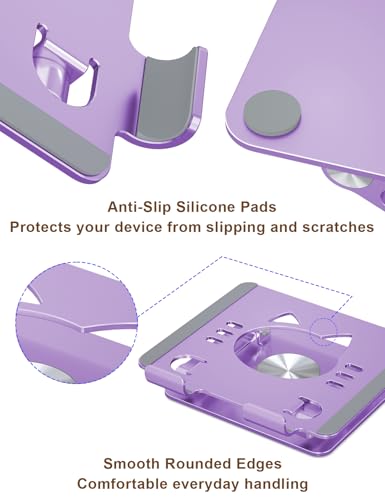 Aoviho Tablet Stand 360° Rotating Aluminum Holder - Adjustable, Portable & Foldable Monitors Stand for iPads, Compatible with 4-13.3" Tablets, Purple - color: Purple