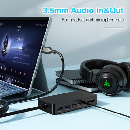 New Surface Thunderbolt 4 Dock Triple Displays 4K@60Hz HDMI+USB C+DP Compatible Surface Pro 12/11/10/9/8/X/7+/7, Surface Laptop 7/6/5/4/3, Surface Go 4/3/2/1, Surface Laptop Go 3/2/1, Surface Book 3/2