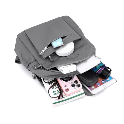 Tanweibago Mini Nylon Women Backpacks,11L Small Ladies backpacks Casual Lightweight Women Shopping Travel Daypack (Gray) - color: Light Gray