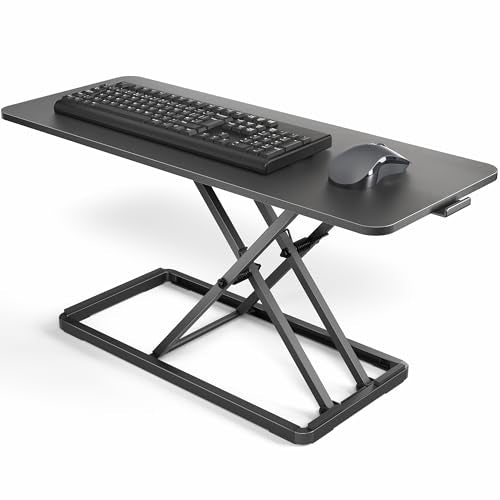 VIVO Single Top 30 inch Scissors Lift Keyboard and Mouse Riser, Height Adjustable Laptop Desk, For Ergonomic Sit Stand Workstations, Black, DESK-V030A - color: Black, size: 30"