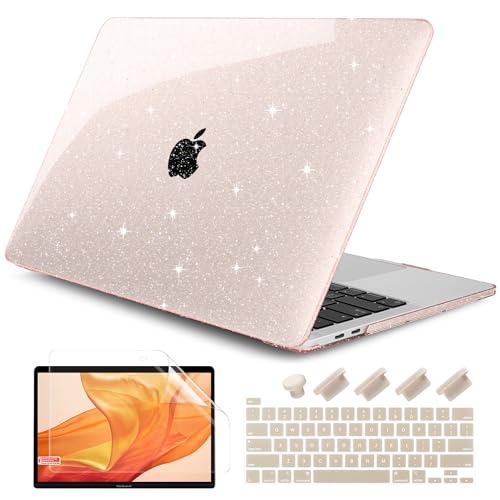 for MacBook Pro 13 inch Case 2023 2022 2021 2020 Release Model A2338 M2/M1 A2251 A2289 with Touch Bar & Touch ID, Glitter Bling Plastic Hard Shell Case & Keyboard Cover, Starlight - color: Starlight