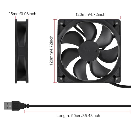 ACEIRMC 4pcs 120mm USB Brushless Cooling Fan 120mm x 25mm DC 5V Quiet Cooling Fan 12025 Mini Computer Fan for Small Appliances Series Replacement (12025 5V USB) - color: 12025 5V USB
