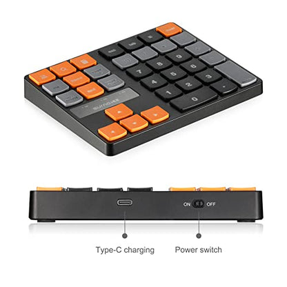 SurnQiee Bluetooth Numeric Keypad, Wireless Number Pad 35-Keys Financial Accounting Rechargeable Number Keyboard for Laptop Desktop, PC, Notebook - color: 35 keys - Bluetooth