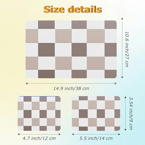 Universal Laptop Skin Sticker with 2 Wrist Pad Decals, 3-Piece Removable Vinyl Laptop Cover, Brown Checkered Waterproof Anti-Scratch, Easy-Trim Fit for 13.3" 14" 15.6" Laptops - color: Brown Checkered