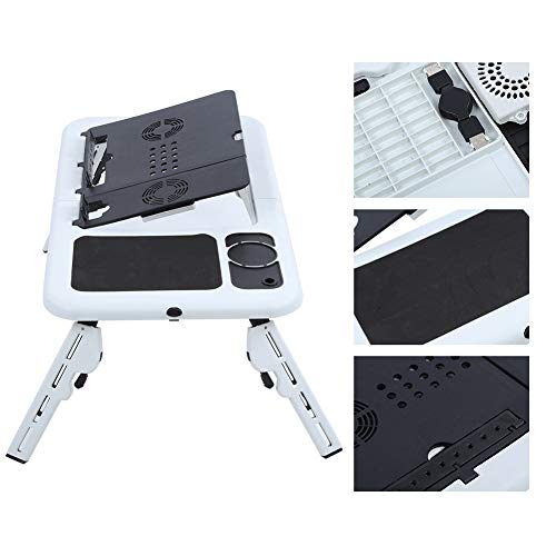 Laptop Folding Desk, Sliding Keyboard Tray Adjustable Laptop Stand with Large Cooling Fan for Notebook Laptop, Tablet