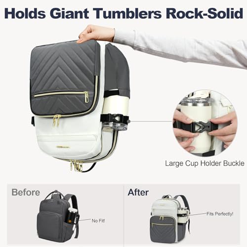 VANKEAN Laptop Backpack for Women (Beige-Grey, 18 Inch) - color: Beige-grey, size: 17.3 Inch