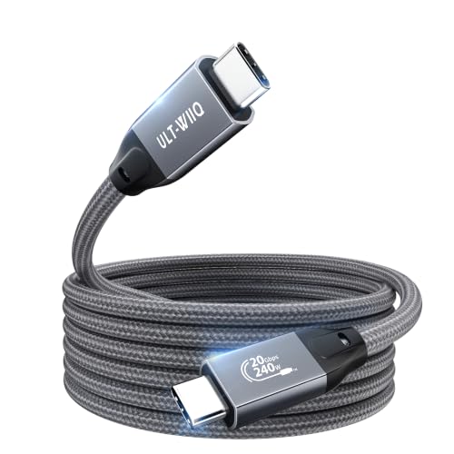 ULT-WIIQ 13FT Nylon Braided USB C to USB C 3.2 Gen 2 x 2 Video Cable for 8K Monitor, 4K@144Hz/60Hz Display Cable, 20Gbps Data Transfer, PD 3.1 Supports 240W Fast Charging, for Laptop, PC, SSD… - size: 13FT