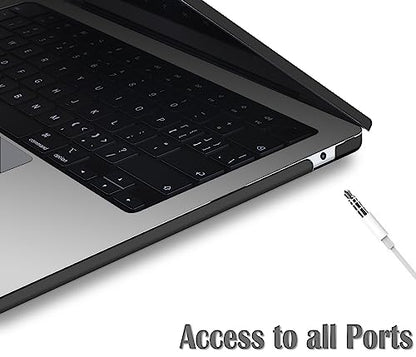UESWILL Case for MacBook Air (15 inch, M2 M3 M4 M5, 2023 2024 2025 2026) Model A3448 A3241 A3114 A2941, Matte Hard Shell Cover + Microfiber Cloth, Black - color: Black, size: MacBook Air 15" (M2 M3 M4 M5)