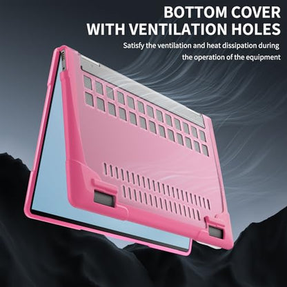 Batianda Protective Case for HP Envy x360 2-in-1 14 Inch 2024, Pink | Shockproof TPU Bumper with Matte Durable Hard Shell and 360° Flip Support, Fits 14-fc0000 and 14-fa0000 Series - color: Pink