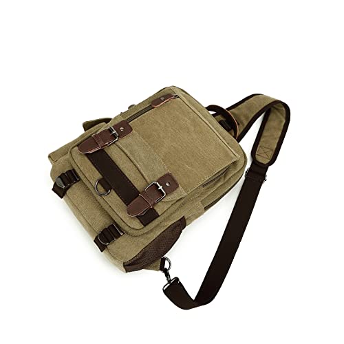 Sechunk Canvas Messenger Bag Sling Bag Crossbody Bag Shoulder Bag Retro Cross Body Handbags - color: Army Green, size: Large