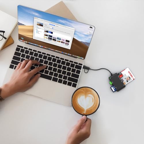 USB C/A Smart Card Reader and Memory Card Adapter 7 in 2 CAC Reader- Military CAC, SIM, SD/TF/MS Pro Duo/M2/IC/PIV Card Reader for Windows/Mac/Linux, Plug and Play