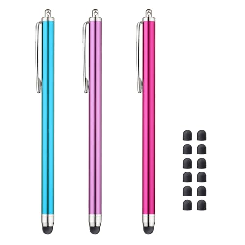 Stylus Pens for Touch Screens iPad iPhone Kindle Fire (Pink/Purple/Aqua Blue) - color: Pink/Purple/AquaBlue, size: 3 Pcs