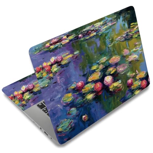 SUPERDANT 3Pcs Laptop Skin Sticker Cover Decal 14.9x10.6in Removable Water-Lily Laptop Wrap Scratch Proof Waterproof PVC Vintage Plant Decal for 12-15.6 Notebook - style: Water lily