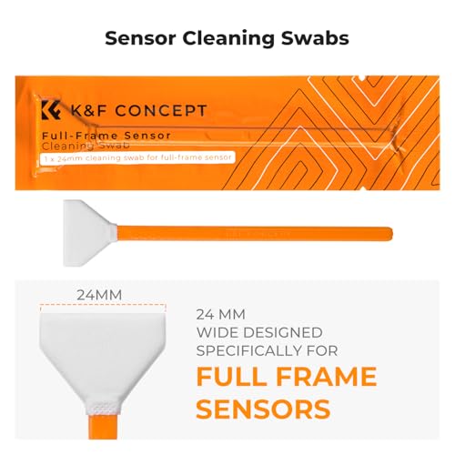 K&F CONCEPT 25 in 1 Camera Cleaning Kit, Full Frame Lens and Sensor Cleaner | 24mm Vac-Sealed Swabs,Lens Pen,60 and 20ML Lens Cleaner,Cloth,Blower,Hard Case, for Canon Nikon Sony DSLR Mirrorless,MK02 - size: 24mm