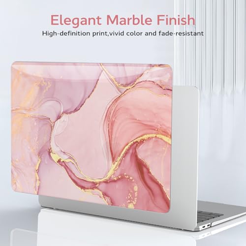 B BELK Compatible with MacBook Air 13 inch Case 2021 2020 2019 2018 M1 Chip | A2337 A2179 A1932, Plastic Laptop Hard Shell for MacBook Air 13.3 inch Case & Keyboard Cover & Screen Protector, Pink Marble - color: Pink Gold Marble