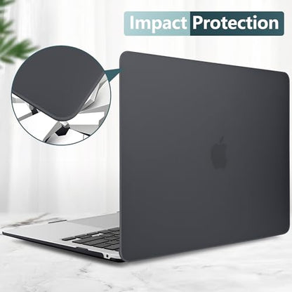 DONGKE Compatible with MacBook Air 13 inch Case 2021 2020 2019 2018 Release Model: M1 A2337 A2179 A1932, Matte Hard Case Cover for MacBook Air 13 inch with Retina Display Fits Touch ID - Black - color: Black