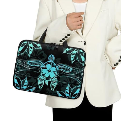Hibiscus Flower Turtle Print Laptop Sleeve Case with Handle Computer Cover Compatible with 10-17 Inch Tablet for Women Men 360° Protective Carrying Bag Briefcase, 17inch - color: Hibiscus Flower Turtle, size: 17inch