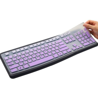 Silicone Keyboard Cover for Logitech K120 & MK120 Ergonomic Desktop USB Wired Keyboard, Logitech K120 & MK120 Keyboard Protective Skin US Layout (NOT Fit Other Model)-OmbrePurple - color: OmbrePurple