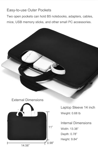 Slim Business Laptop Sleeve, Lightweight Protective Case with Handle & Pockets for 14/15.6" Laptops - color: Grey, size: 15.6inch