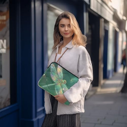 Green Dragonfly Laptop Sleeve 13 14 Inch Puffy Quilted Carrying Case Protective Computer Bag Waterproof Laptops Sleeve for Women Men - color: Green Dragonfly, size: Medium