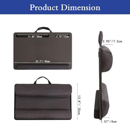 Lap Desk Home Office Lap Desk Portable Laptop Desk for Left Right - Handers with Whole Mouse Pad Wrist Pad Dual Cushion Phone Tablet Slots Fits Up to 17 Inch Laptops - color: Wood Brown