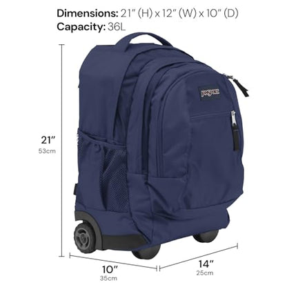 JanSport Driver 8 Rolling Backpack - Wheeled Travel Bag with 15-Inch Laptop Sleeve, One Size, Russet Red - color: Russet Red