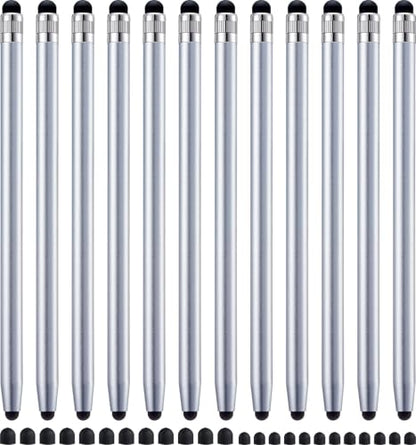 12Pcs Silver Stylus Pen for Touchscreen, 2-in-1 Stylus Pen for iPad | High Precision & Sensitivity, Aluminum Body, Suitable for iPad iPhone Android Smartphone Tablet Switch and All Touch Screens - color: 12 Silver