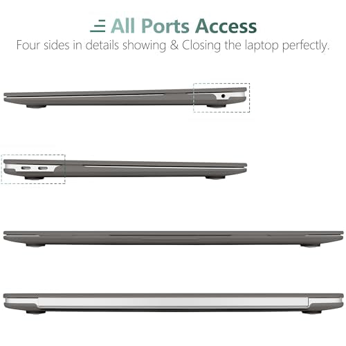 DONGKE Compatible with MacBook Air 13 inch Case 2021 2020 2019 2018 Release Model: M1 A2337 A2179 A1932, Matte Hard Case Cover for MacBook Air 13 inch with Retina Display Fits Touch ID - Grey - color: Grey