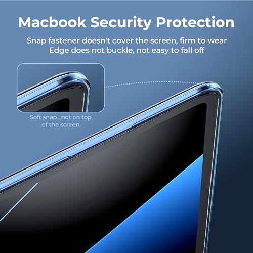 EooCoo Case for MacBook Air 15 inch M5 M4 M3 M2 2026-2023, Crystal Midnight | Easy to Install, Sturdy, Plastic Hard Shell Case & Keyboard Cover & Screen Protector, Model: A3448 A3241 A3114 A2941 - color: Crystal Midnight
