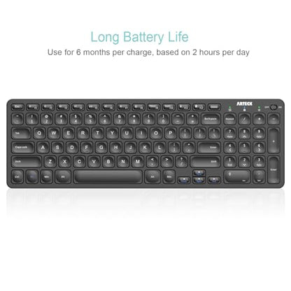 Arteck 2.4G Wireless Keyboard Ultra Slim Full Size Keyboard with Numeric Keypad and Media Hotkey for Computer/Desktop/PC/Laptop/Surface/Smart TV and Windows 10/8/ 7 Built-in Rechargeable Battery