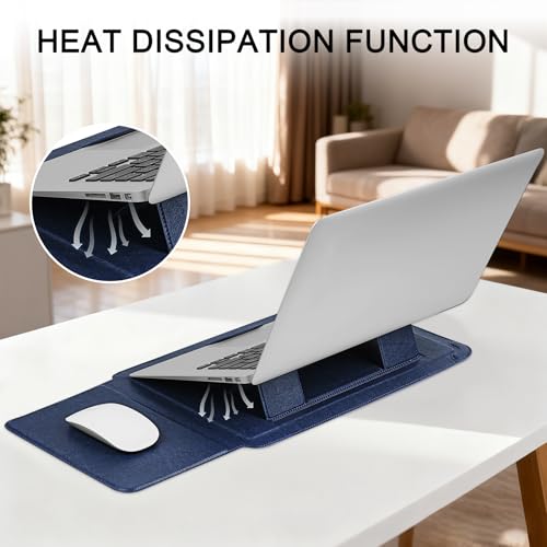 HoYiXi 14 Inch Laptop Sleeve Case with Stand Feature for Mac Book Pro 14 2021/ASUS Vivobook 14/HP Pavilion X360/IdeaPad 14/Dell HP ASUS Acer Huawei Matebook 14'',Compatible 13.3-14'' PC,Blue - color: Blue, size: 13.6-14'' laptop