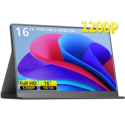 MAGICRAVEN 16.0" 1200P 60Hz Portable Dual Monitor, Portable Laptop Monitor, Slim Lightweight Dual USB C HDMI Computer Monitor Gaming Display, Travel Monitor for PC Phone PS5/4 Xbox Switch - size: 16"