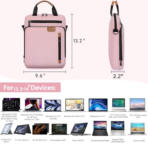 13.3-14 Inch Laptop Sleeve Bag Padded Protective Travel Carrying Case | Fits MacBook Neo 13" (A18 Pro), MacBook Pro 14" M5/M4/M3/M2, MacBook Air 13.6"/14" M5/M4/M3/M2, Surface Pro AI PC/9/8 13" - color: Pink, size: 13.3-14 Inch