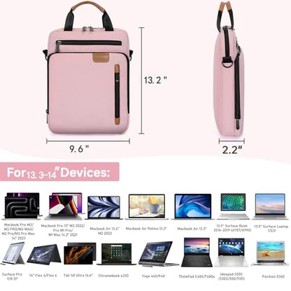 13.3-14 Inch Laptop Sleeve Bag Padded Protective Travel Carrying Case | Fits MacBook Neo 13" (A18 Pro), MacBook Pro 14" M5/M4/M3/M2, MacBook Air 13.6"/14" M5/M4/M3/M2, Surface Pro AI PC/9/8 13" - color: Pink, size: 13.3-14 Inch