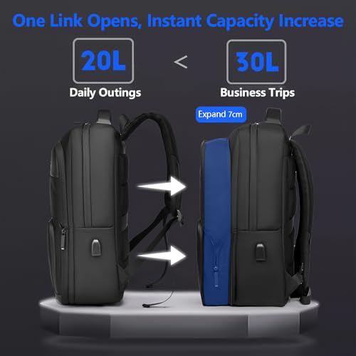Travel Laptop Backpack for Men Expandable Business Backpack Fits 17-inch Laptop with USB Charging Port Waterproof Durable Computer Bag for Business Travel Work Office College