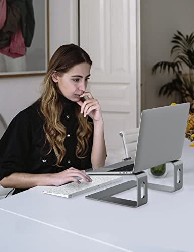 ALASHI Laptop Stand for Desk, Aluminum Computer Riser, Ergonomic Notebook Holder, Detachable Metal Laptops Elevator, PC Cooling Mount Support 10 to 15.6 Inches Notebook, Grey - color: C-Grey