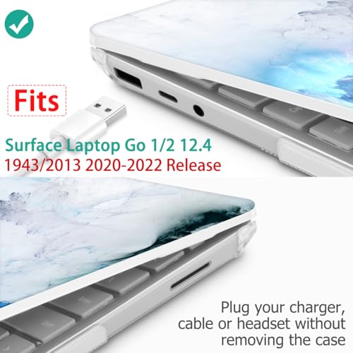 Mektron Surface Laptop Go 12.4 inch Case Compatible with Go 3/2/1 Microsoft Surface Laptop 12.4" Cover 2023-2020 Releases Model 1943/2013 Plastic Hard Shell Case, Cloud & Lightning - color: Cloud & Lightning