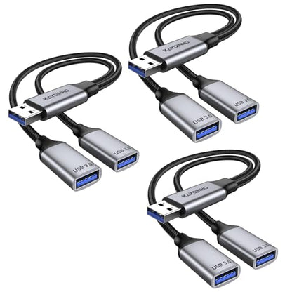 3 Pack 2 in 1 USB Splitter Cable, Portable USB 3.0 Hub for Charging, Data Transfer, Laptop, Mac, PS4, PS5, Mouse, FlashDrive, LED, Etc. - size: 3 Pack