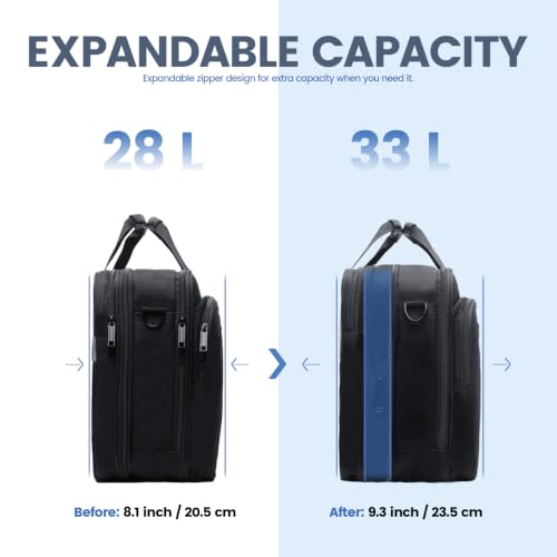 EMPSIGN Laptop Bag Briefcase for Men, 17.3 Inch Computer Case, Black-Grey | Expandable Computer Bag, Water Repellent, Shoulder Messenger Bag, Detachable Strap, Work Business Travel Office - color: Black/Grey
