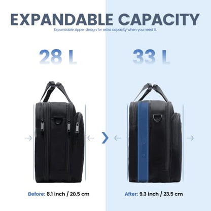 EMPSIGN Laptop Bag Briefcase for Men, 17.3 Inch Computer Case, Black-Grey | Expandable Computer Bag, Water Repellent, Shoulder Messenger Bag, Detachable Strap, Work Business Travel Office - color: Black/Grey