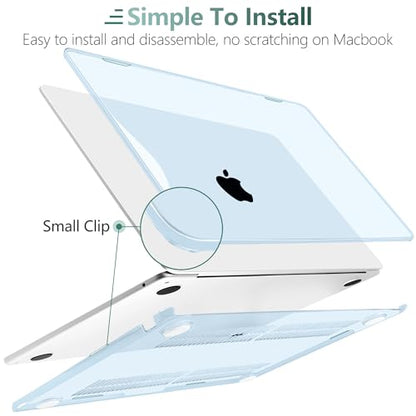 TWOLSKOO Compatible with MacBook Air 13 inch Case M5 2026 M4 2025 M3 M2 2024-2022 A3449 A3240 A3113 A2681, Plastic Hard Shell & Keyboard Cover & Screen Film for MacBook Air 13.6 inch, Crystal Sky Blue - color: Crystal Sky Blue