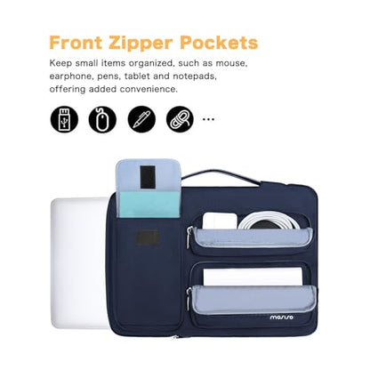 MOSISO 360 Protective Laptop Case 16 inch,15-15.6 inch Laptop Sleeve Compatible with MacBook Pro 16 M5 M4 M3 M2 M1,HP Acer Dell Lenovo ASUS,Side Open Bag with 2 Raised&1 Flapover Pockets, Navy Blue - color: Navy Blue, size: 16 inch