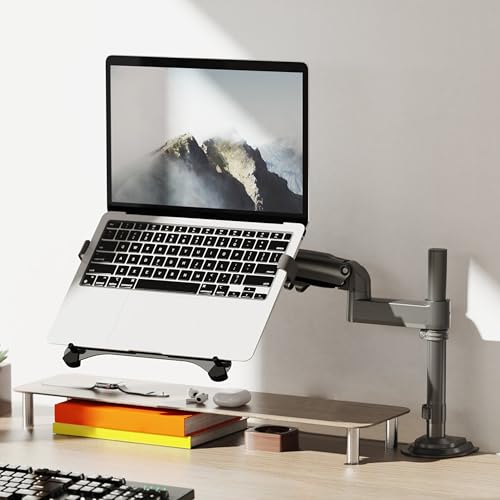 NB SmooVex™ Laptop Mount with Adjustable Tray for 10-17” Notebook, Full Motion Arm with VESA Plate for Monitor Upto 32"