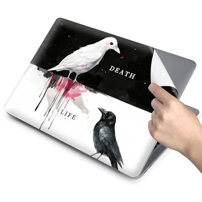 Universal Laptop Skin for 13-16 Inch Laptops,Vinyl Protective Sticker Decal,Easy DIY Trim-to-Fit for HP/Dell/MacBook,Bubble-Free & Removable,Life Death Raven Art - color: Life Death Raven Art