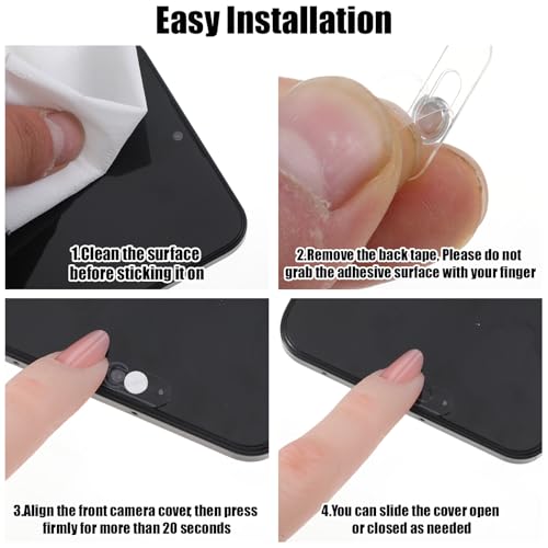 Smartphones Webcam Cover Protect Privacy, Front Camera Cover for Phone, Webcam Blocker for Single Front Camera, Privacy Slider Protects Your Phone Security, 2 Pack-Black