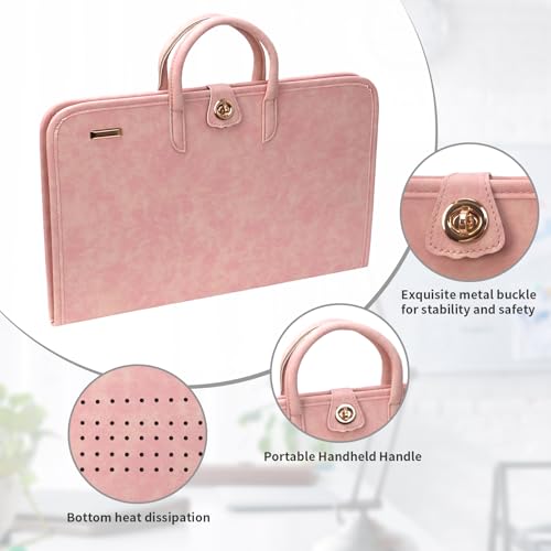 PU Laptop Sleeve Pink with Handle Protective Case Laptop Bag - color: 15.6 Inch