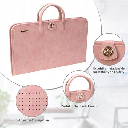 PU Laptop Sleeve Pink with Handle Protective Case Laptop Bag - color: 15.6 Inch